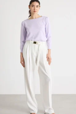 Maglia con perle applicate - Lilla