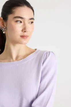 Maglia con perle applicate - Lilla