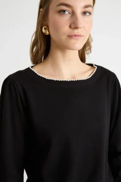 Maglia con perle applicate - Nero