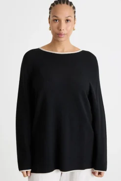 Maglia con profili a contrasto - Nero