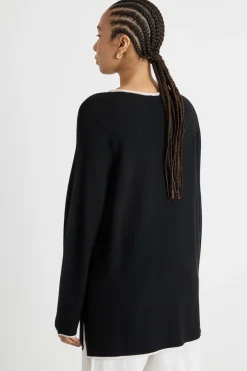 Maglia con profili a contrasto - Nero