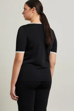 Maglia con profili a contrasto - Nero