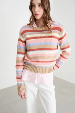Maglia con profili a costine - Cammello