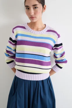 Maglia con profili a costine - Lilla