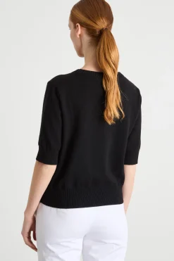 Maglia con ricami bijou - Nero