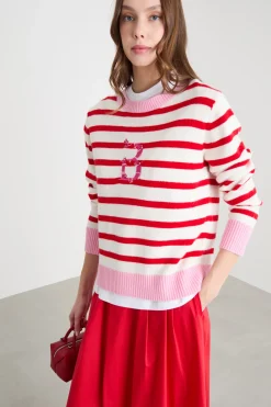 Maglia con ricamo - Bianco Rosso