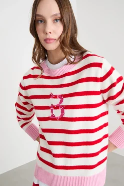 Maglia con ricamo - Bianco Rosso