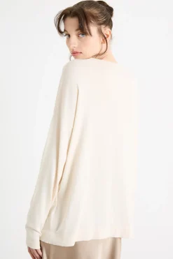 Maglia con scollatura a V - Avorio