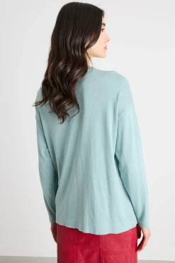Maglia con scollatura a V - Azzurro