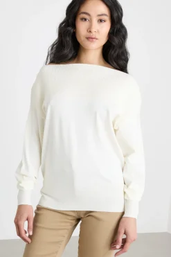 Maglia con scollo a barchetta - Bianco