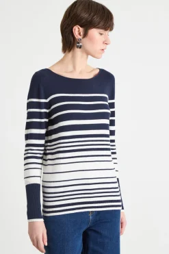 Maglia con scollo a barchetta - Blu Avorio