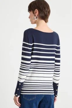 Maglia con scollo a barchetta - Blu Avorio