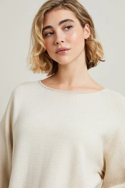Maglia con scollo a barchetta - Ecru