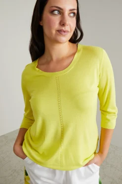Maglia con scollo a U - Giallo Limone