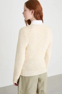 Maglia con scollo a V - Avorio