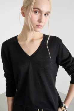 Maglia con scollo a V - Nero