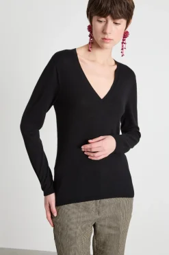 Maglia con scollo a V - Nero
