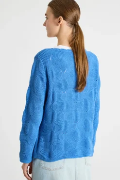 Maglia con scollo smerlato - Azzurro