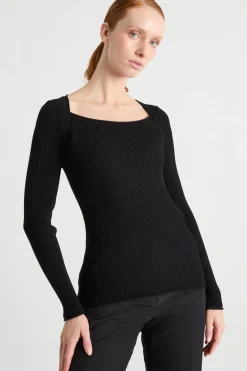 Maglia con scollo squadrato - Nero