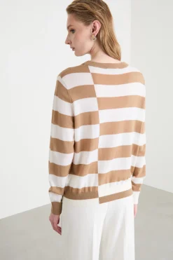 Maglia con scollo tondo - Cammello Bianco