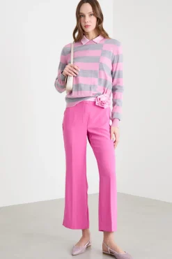 Maglia con scollo tondo - Rosa Grigio