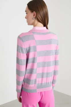 Maglia con scollo tondo - Rosa Grigio
