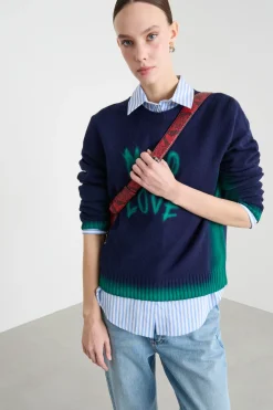 Maglia con stampa - Blu Verde