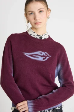 Maglia con stampa - Bordeaux Lilla