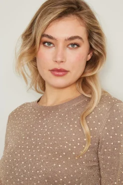 Maglia con strass - Beige
