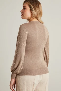 Maglia con strass - Beige