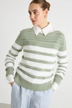 Maglia con strass - Verde Bianco