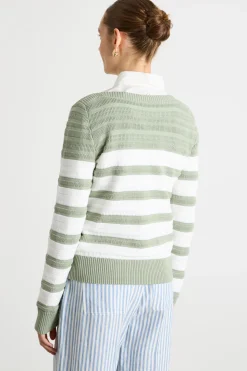 Maglia con strass - Verde Bianco