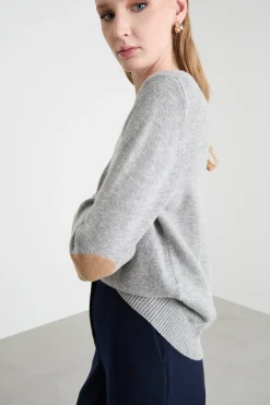 Maglia con toppe ai gomiti - Grigio
