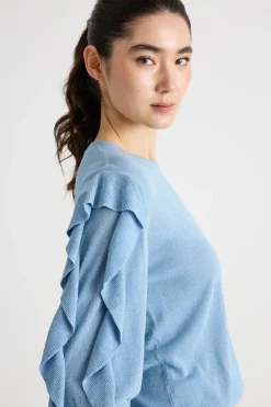 Maglia con volant - Azzurro