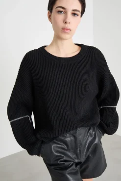 Maglia con zip apribili sulle maniche - Nero