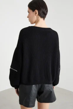 Maglia con zip apribili sulle maniche - Nero