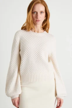 Maglia crop con maniche voluminose - Bianco