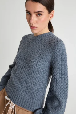 Maglia crop con maniche voluminose - Grigio