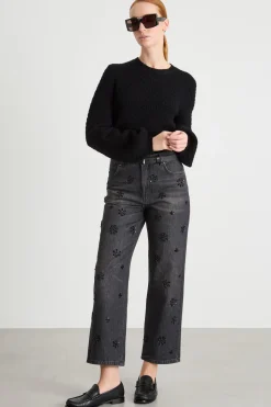 Maglia crop con maniche voluminose - Nero