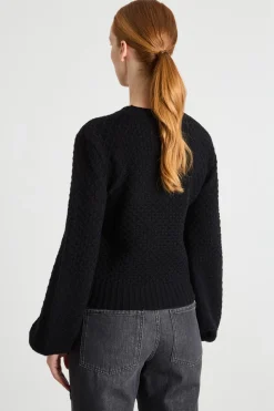 Maglia crop con maniche voluminose - Nero