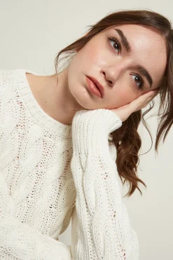 Maglia cropped a trecce - Bianco