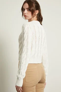 Maglia cropped a trecce - Bianco
