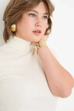 Maglia dolcevita a maniche corte - Bianco