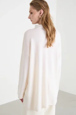 Maglia dolcevita ampia - Bianco
