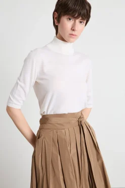 Maglia dolcevita con maniche tre quarti - Bianco