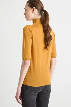 Maglia dolcevita con maniche tre quarti - Giallo