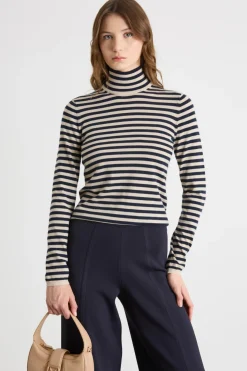 Maglia dolcevita leggera - Beige Nero
