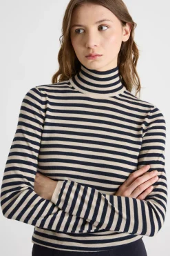 Maglia dolcevita leggera - Beige Nero