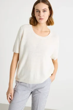 Maglia dritta a punto rasato - Bianco