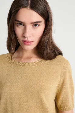 Maglia dritta a punto rasato - Cammello